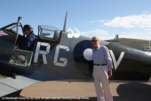 Lysle Roberts looking over the spitfire once more before pilot Steve Death takes it back to Temora.