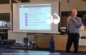 Geoffrey Ahern teaching local teachers about youth mental health frst aid.