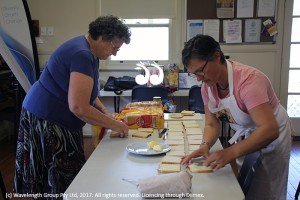 Lorraine Gardiner and Marianne Carter getting the next production line ready.