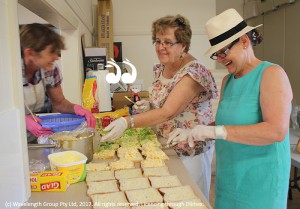 Who knew making egg sandwiches could be so much fun: Wendy Wright, Helen Barwick and Kerry Hindle.