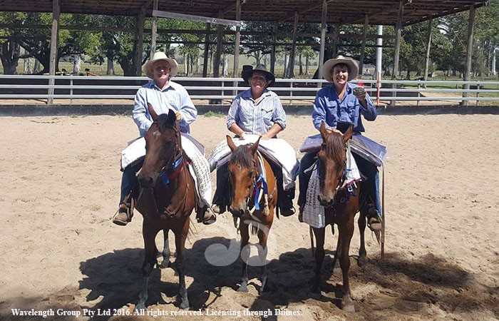 Alf Wicks, Veronica Wicks, and Brenden Wicks after their success in the Golden Buckle Series at Grafton. Photograph by Madison Hewitt-Brown.