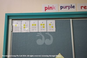 The class is also learning braille as they learn their alphabet.
