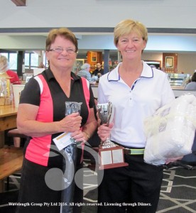 Scone open 2107 Scratch runner up Melita Watson with Scratch winner Lyn Banks.