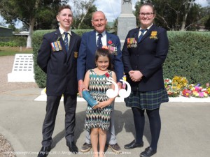 James Hagley, Max Jarratt, Grace Booth and Breanna Goodear at the ANZAC Day service in Merriwa.