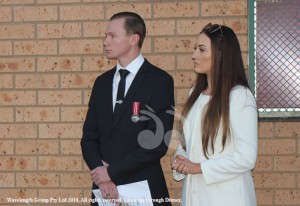 Lieutenant Joseph Smith with his partner Hannah Cronin at the Scone ANZAC Dawn Memorial Service.
