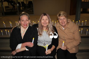 Joplin Higgins, Lenore Little and Lee Watts at the first vigil held in Scone for victims of domestic violence.