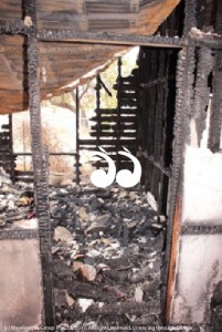 The internal view from the hall of the bedroom where the fire started.