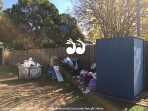 Items and rubbish dumped behind the St Vincent de Paul bin in Scone.