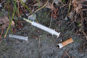 More than 30 syringes were picked up in a local car park recently.