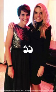 Angela Oversby with Erin Molan from Channel 9's Footty Show and ambassador for Bowel Cancer Australia.