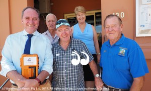 Barnaby Joyce pictured with Jim Alcher, Manager Scone Neighbourhood Resource Centre Lee Watts, Colin Watts and Graham Brooker at Scone Neighbourhood Centre.