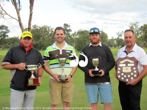Scone Golf Club 2017 Men's Champions: B Grade champion Brad Hockley, Club champion Mac Dawson, C Grade champion Damien Collison and Senior champion Michel Alsleben.