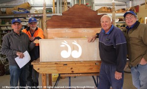 John Pratley, George Clementson, David Spencer and Errol Elliot getting the seat for Santa built.