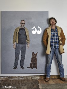 David Darcy with his painting of Nelson Ross and Red Dog.