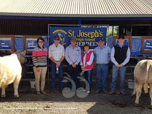 Some of the producers who donated the cattle for St Joseph's to take to Ekka. L-R: Kim and Graham Clydesdale, Neil and Dell Sinderberry, Greg and Hayden Cox. Photograph Courtesy of St Joseph's High School, Aberdeen.