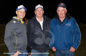 NRL CEO Todd Greenberg, Mick Reynolds and Hilton Carrigan at the Where There's a Will cup in the last round of group 21 Rugby League