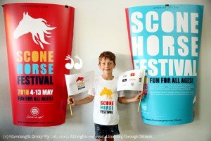 Jackson Selwood with the new branding for the Scone Horse Festival.