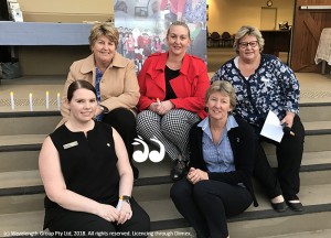 Supporting women: Back: Lee Watts SNRC, Joplin Higgins from Joplin Lawyers, Una Garland from Upper Hunter Homelsess Support. Front: Samantha Jones from Commonwelath Bank and Amanda Catzikiris from UHSC.