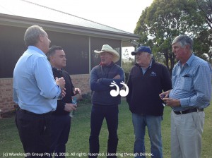 Farmers front Deputy Premier: Michael Johnsen MP, John Barilaro MP deputy premier with Antonio White, Peter MacCallum and Robert Gill.