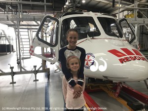 Socne children, Iris and Adele Flaherty getting a closer look at the Westpac Rescue Helicopter.