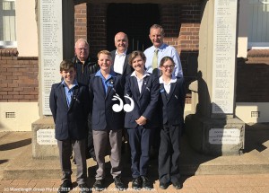 Preserving the past: Back row: Val Quinell, president of the Scone RSL sub-branch, Hon., David Elliot minister for veterans affairs and Hon., Michael Johnsen member for Upper Hunter. Front row: students from Scone Primary school: Matthew Byrne, Campbell Munn, Eleanor Wyndham and Mackenzie Williams.