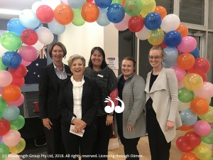 Niamh Marzol from St James Primary School, Prof Toni Noble, Kim Wilson principle of St Mary's Primary School, Shelby Lewis from St Joseph's Primary School and Rose Pennington.