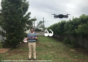Mac Dawson, flying the drone which is the subject of a police investigation in Scone.