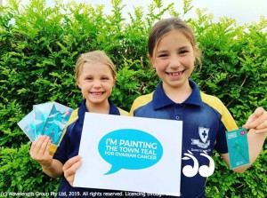 Liv and Mim Bower will be selling teal ribbons today for ovarian cancer and hope you can help.
