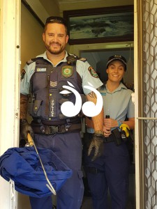 Local police, Shaun Cloake and Ebony Moore apprehended an intruder of the most dangerous kind.