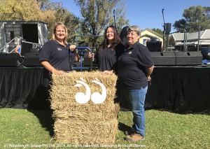 Tracy Alder, Shauna Lance and Narelle McDonald from Rural Aid getting ready for tonight's show in Elizabeth Park.