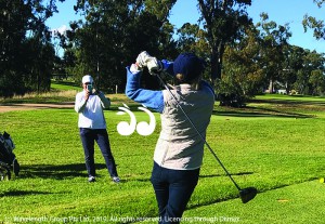 Julie Leckie, vice president, playing on hte new Scone Golf Course.